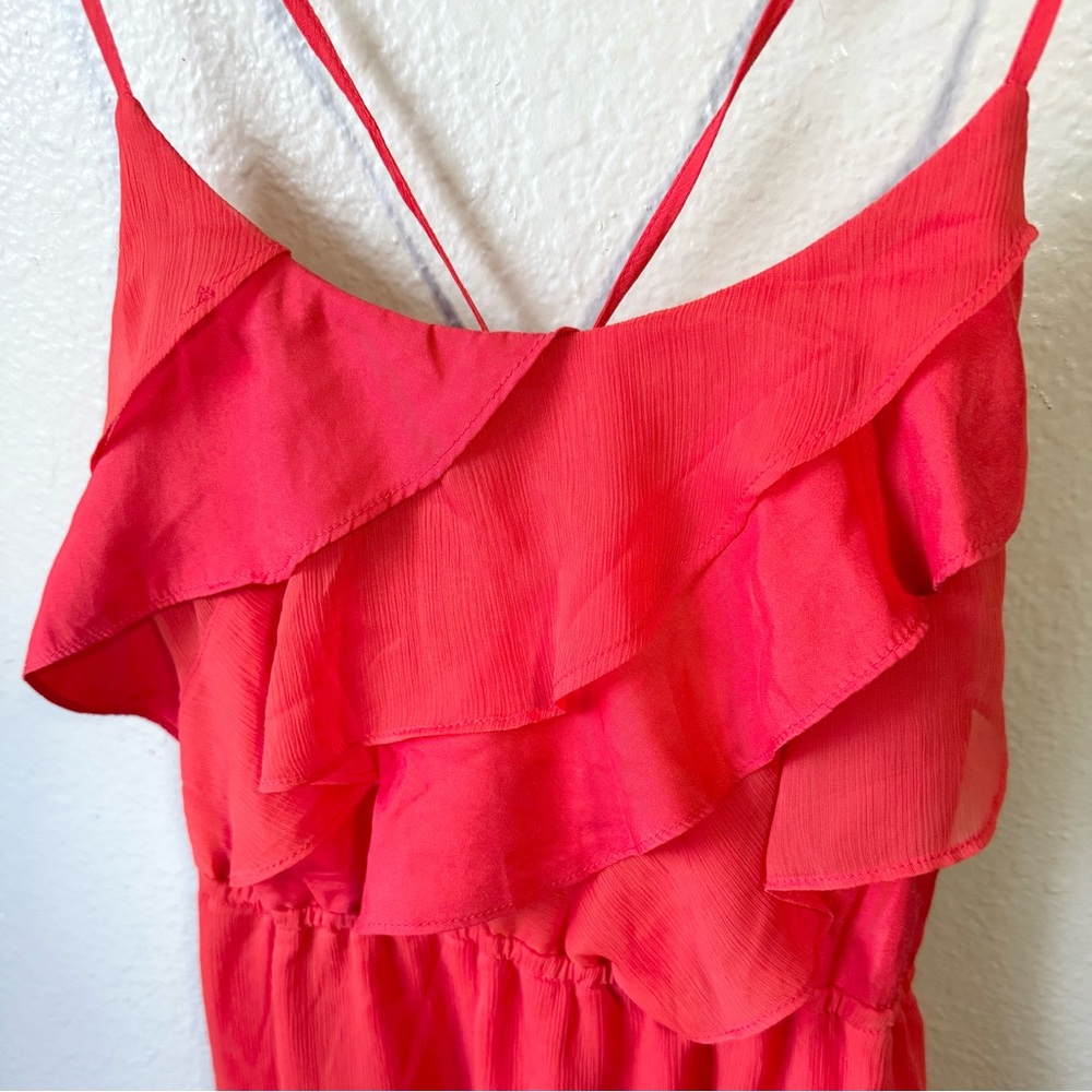 Red Ruffle Tie Back Dress - Picture 2 of 5